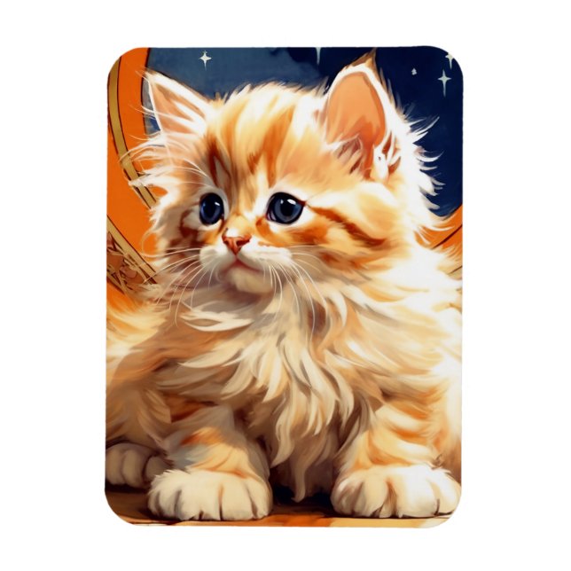 Ímã Alphonse Mucha Art Nouveau Orange Cat (Vertical)