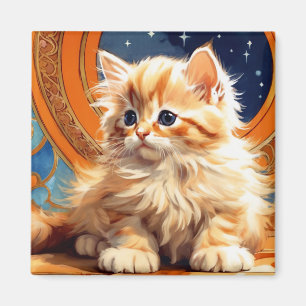 Imã Alphonse Mucha Art Nouveau Orange Cat