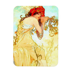 Ímã Alphonse Mucha Art Nouveau Summer