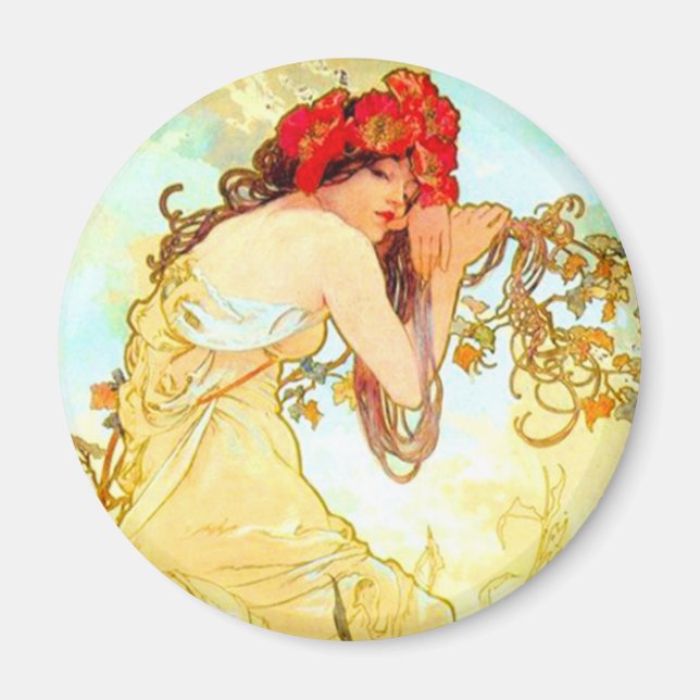 Imã Alphonse Mucha Art Nouveau Summer (Frente)