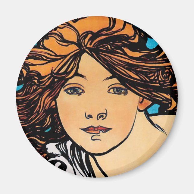 Imã Alphonse Mucha - Ciclos Perfecta Retro Art Nouveau (Frente)