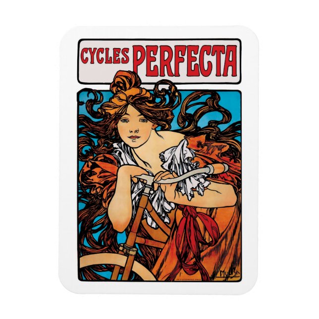 Ímã Alphonse Mucha - Cycles Perfecta Retro Art Nouveau (Vertical)