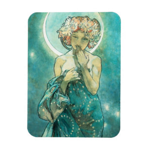 Ímã Alphonse Mucha Moonlight Clair De Lune Art Nouveau