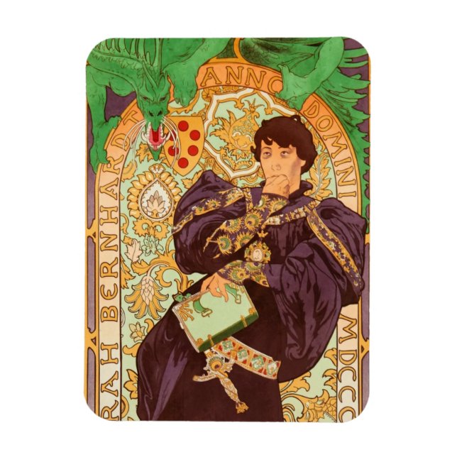 Ímã Alphonse Mucha Prince e Dragon (Vertical)