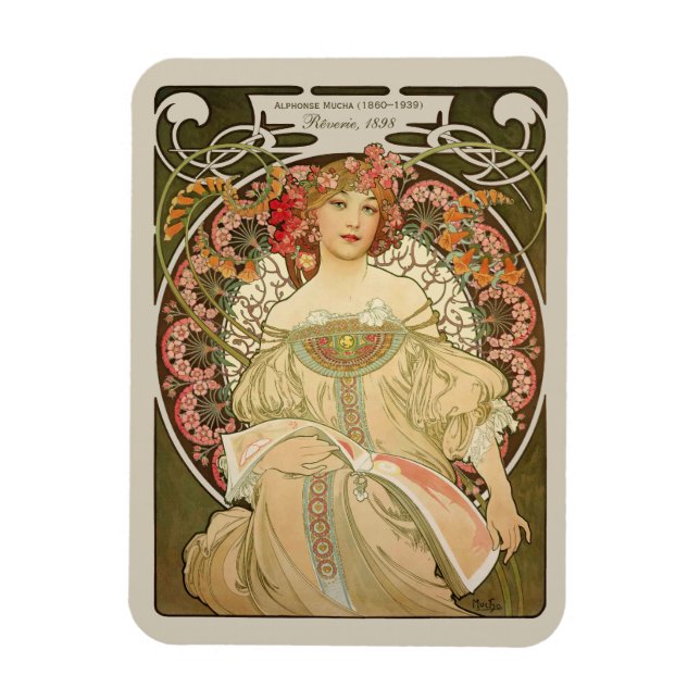 Ímã Alphonse Mucha Rêverie DaydreC0878 Art Nouveau (Vertical)