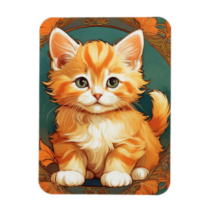 Ímã Alphonse Mucha Style Orange Cat