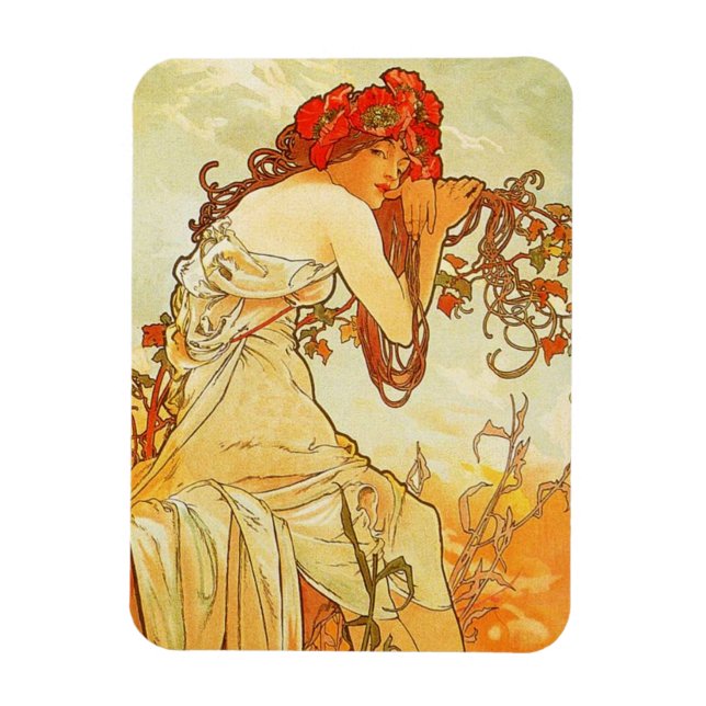 Ímã Alphonse Mucha Summer Magnet (Vertical)