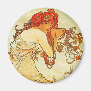 Imã Alphonse Mucha Summer Magnet