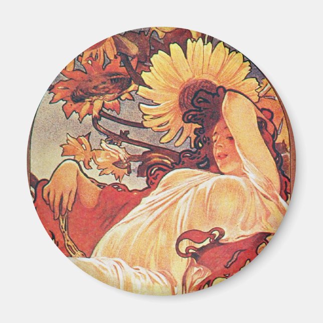 Imã Alphonse Mucha Sunflower (Frente)