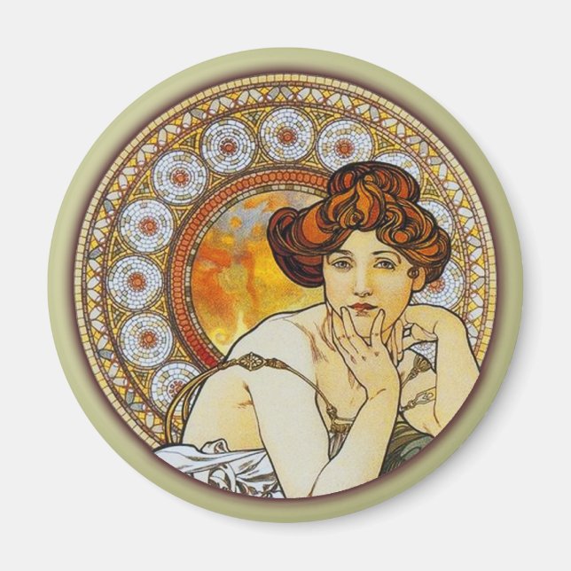 Imã Alphonse Mucha - Topaz (Frente)
