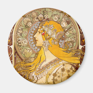 Imã Alphonse Mucha Zodíaco Art Nouveau Decoração Vinta