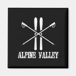 Imã Alpino Valley Ski Skiier Poles Slalom Abaixo H