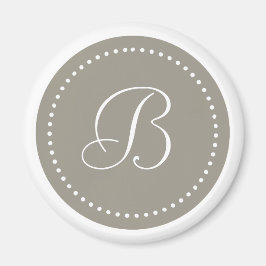Imã Alumínio redondo monograma/Borda ponto branca