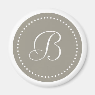 Imã Alumínio redondo Monogrammed/beira branca do pont