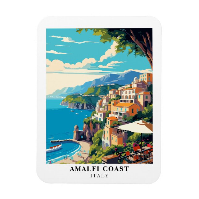 Ímã Amalfi Coast Italy Retro Travel Souvenir  (Vertical)