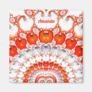 Imã AMANDA ~ Padrão Abstrato ~ Cor - de - laranja verm