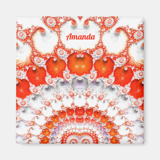 Imã AMANDA ~ Padrão Abstrato ~ Cor - de - laranja verm