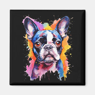 Imã Amante de Boston Terrier Arte Pop Colorido Boston