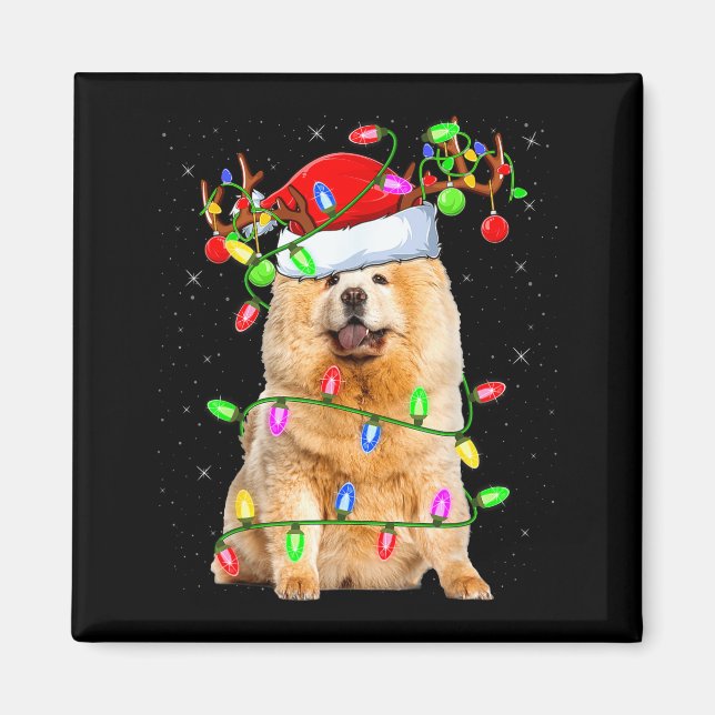 Imã Amante de Cachorro Chow Chow Iluminação de Natal P (Frente)