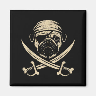 Imã Amante de cachorro Pug Pirata Antigo