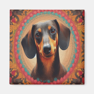 Imã Amante de Cão de Dachshund Cortado de Fronteira Re
