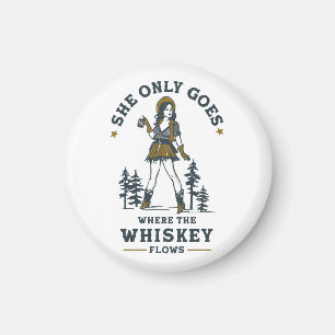 Imã Amante de Whisky Cowgirl Ocidental Vintage Engraça