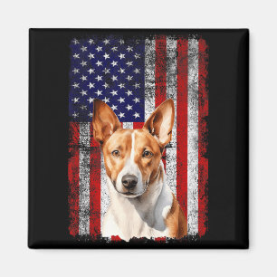 Imã Amante do Cão Basenji Bandeira dos EUA 4 de Julho
