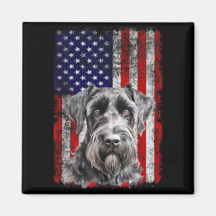 Imã Amante do Cão Schnauzer Bandeira dos EUA 4 de Julh