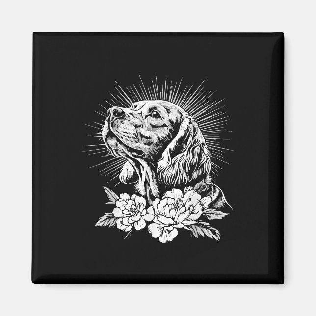 Imã Amante do Estilo de Tatuagem Spaniel Er Retro Cach (Frente)