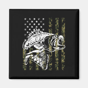 Imã Amantes da Pesca Pesca Bandeira Americana Vintage