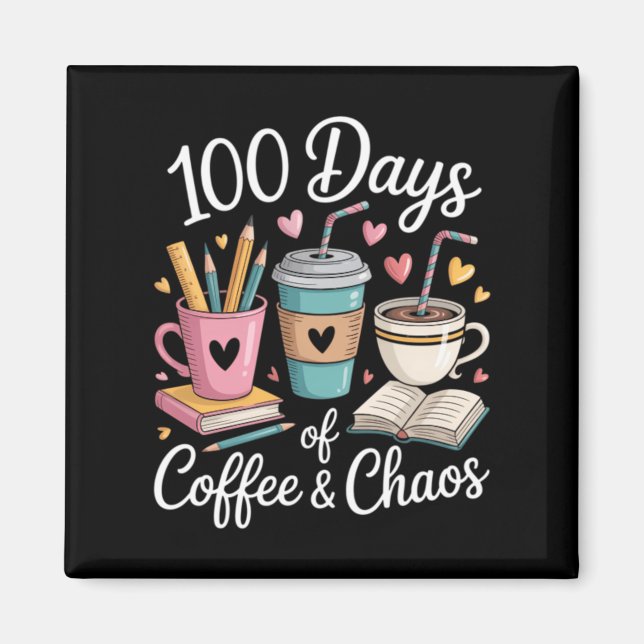 Imã Amantes de Café Professora Fofa 100º Dia de Aula (Frente)