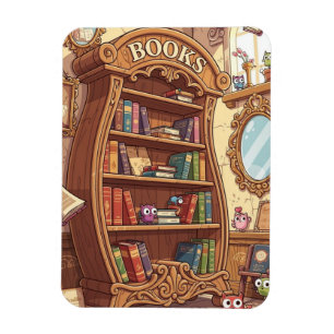 Ímã Amantes de Livros Prateleira de Livros de Desenhos