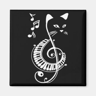 Imã Amantes de Música e Animais Gato Musical Clave de 