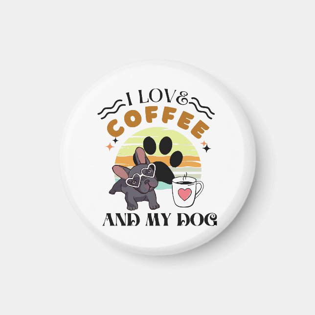 Imã Amantes do Café - Eu Amo Café E Meu Cachorro (Frente)