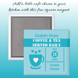 Imã Amantes do café nome personalizado branco azul