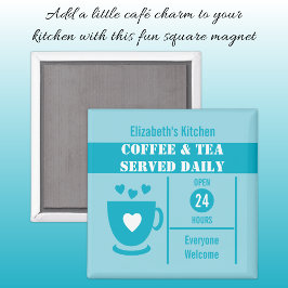 Imã Amantes do café nome personalizado branco azul