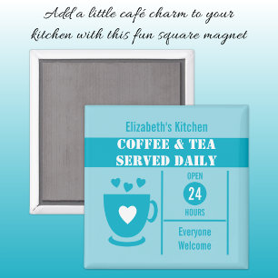 Imã Amantes do café nome personalizado branco azul