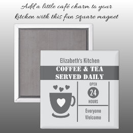 Imã Amantes do café nome personalizado branco cinza