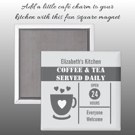 Imã Amantes do café nome personalizado branco cinza