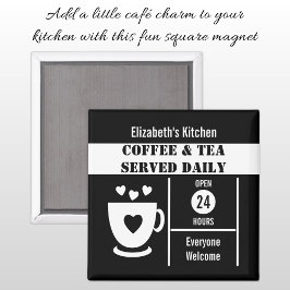 Imã Amantes do café nome personalizado branco preto