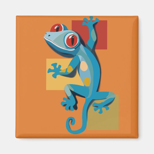 Imã Amantes do Réptil Gecko Azul-Cinto (Frente)
