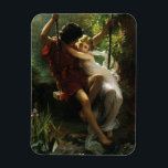 Ímã Amantes em um Swing. Primavera por Pierre Auguste<br><div class="desc">Ilustração de época Imagem de amor vitoriano e romance apresentando um jovem casal apaixonado balançando de uma árvore em uma floresta. Artista: Pierre Auguste Cot; intitulado Primavera,  1873.</div>