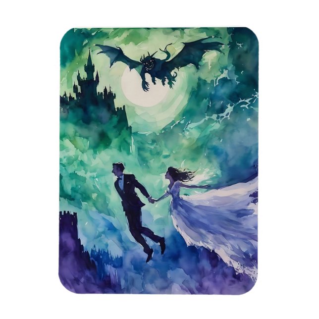 Ímã Amantes Voantes - Pintura Por Aquarela (Vertical)