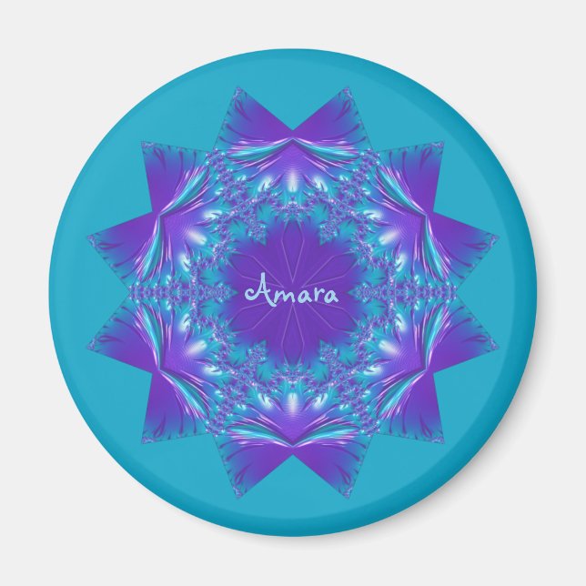 Imã AMARA ~ STAR! Purple e Aqua ~ Design impressionant (Frente)