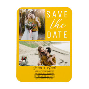 Ímã Amarelo de Girassol 2 Fotos Salve a Data Casamento