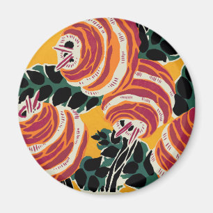 Imã Amarelo Mostarda e Laranja Decoração Floral Art Dé