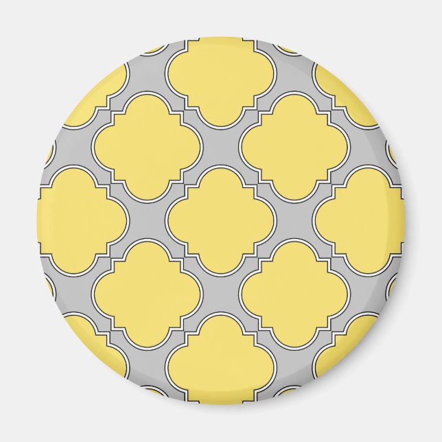 Imã Amarelo quatrefoil e cinza (Frente)