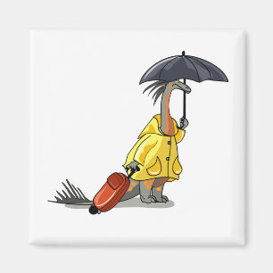 Imã Amargasaurus Segurando O Guarda-Chuva E A Mala.