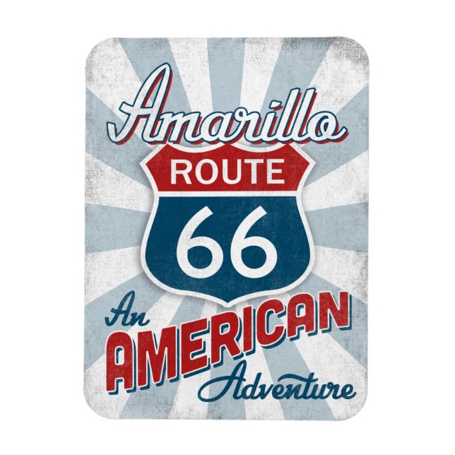 Ímã Amarillo Route 66 Vintage America Texas (Vertical)