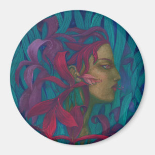 Imã Amaryllis, mulher e flores, pop-surrealismo de art